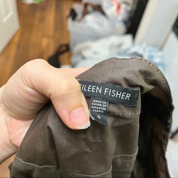 Eileen Fisher Brown Moto Jacket Cotton Size Small L - Picture 4 of 8